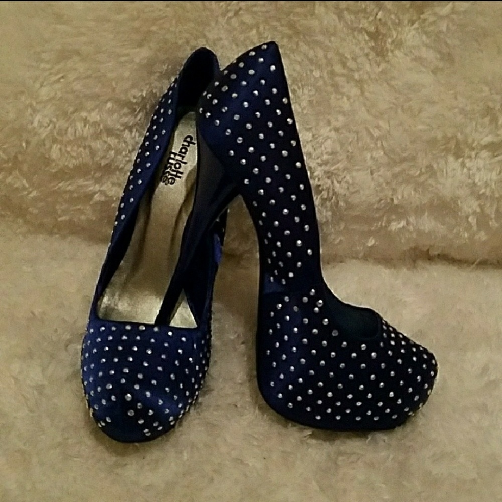 Blue studded heels